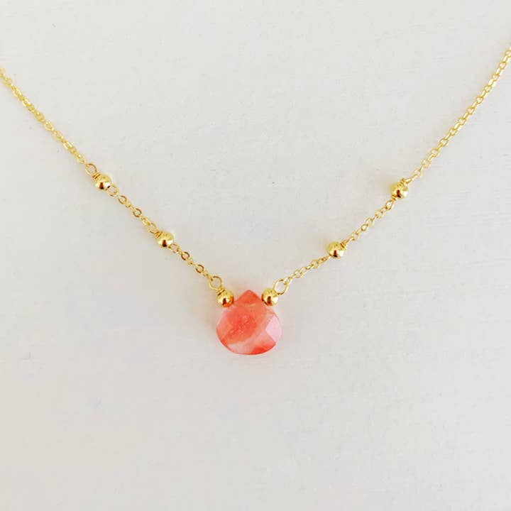 Collier Chatham - Quartz cerise et or 14 carats pour la vente par Mermaids + Madeleines