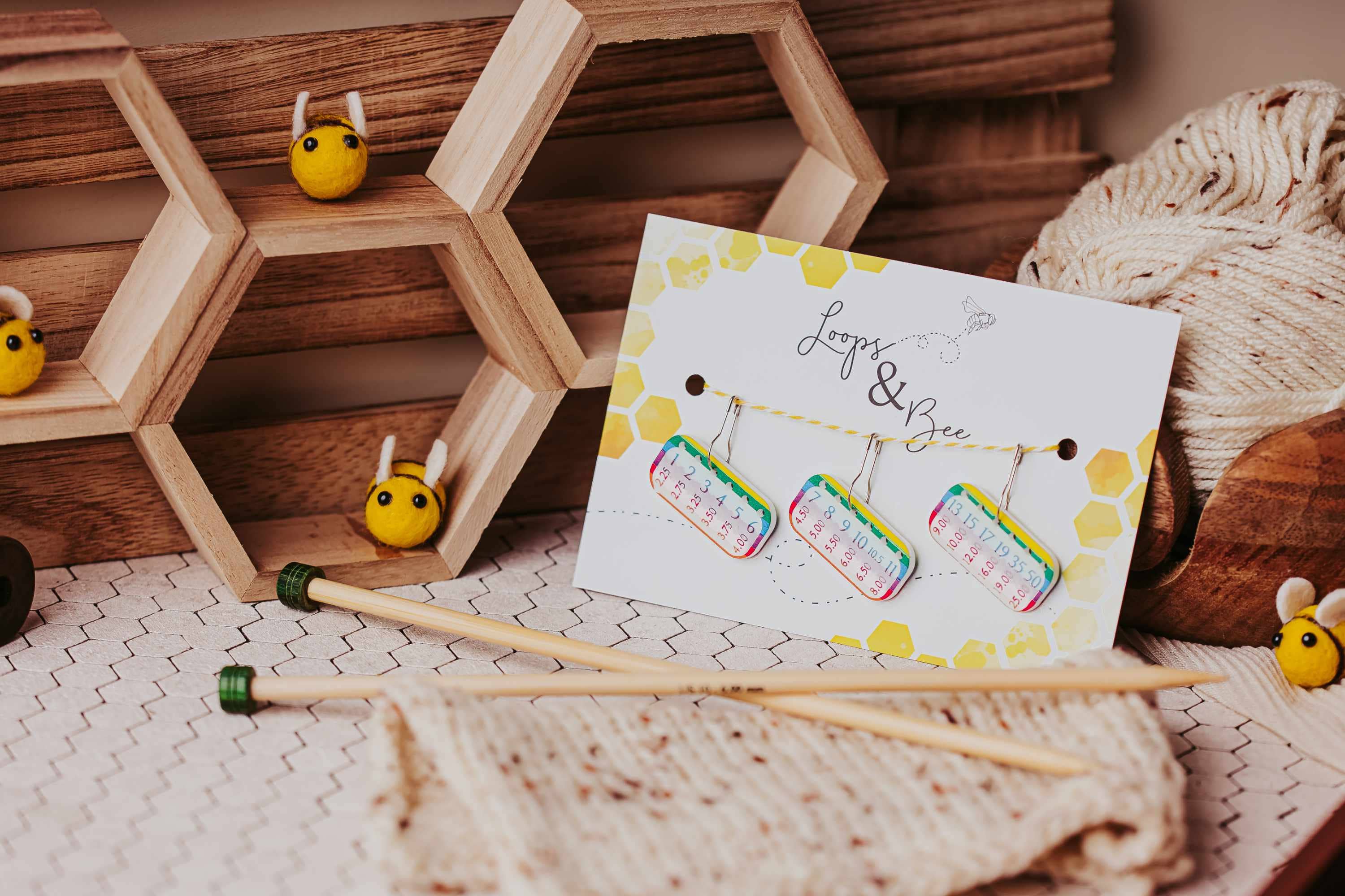 Loops & Bee - Wholesale Knitting/Crochet Supplies - (Knitting) Needle Minder Set, Size Reminder Stitch Markers8