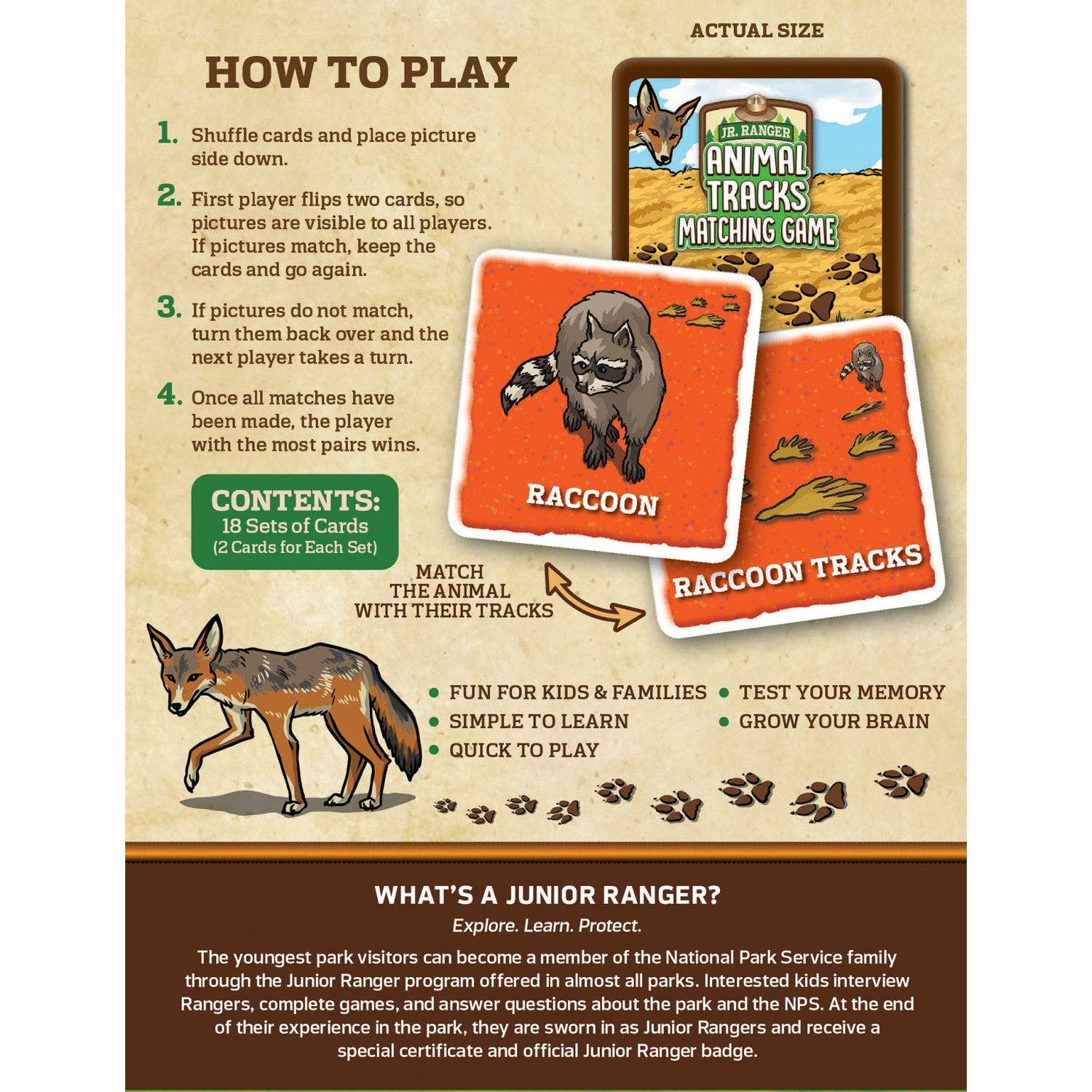 Masterpieces Puzzles - Wholesale Brain Game - Kids - Jr Ranger - Animal Tracks Matching Game2