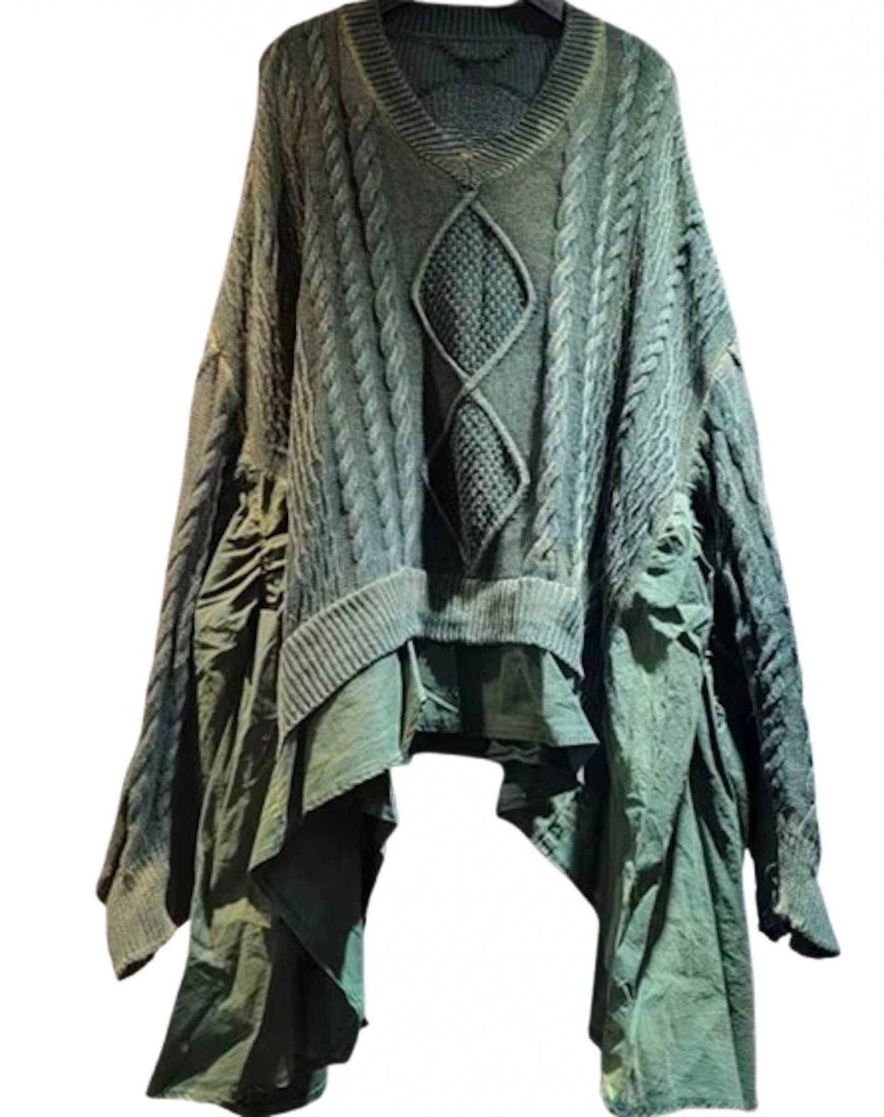 Luxe & Leather by Madonna & Co – wholesale Knitted jumper – Women′s – Textured Sweater with Asymmetrical Trim