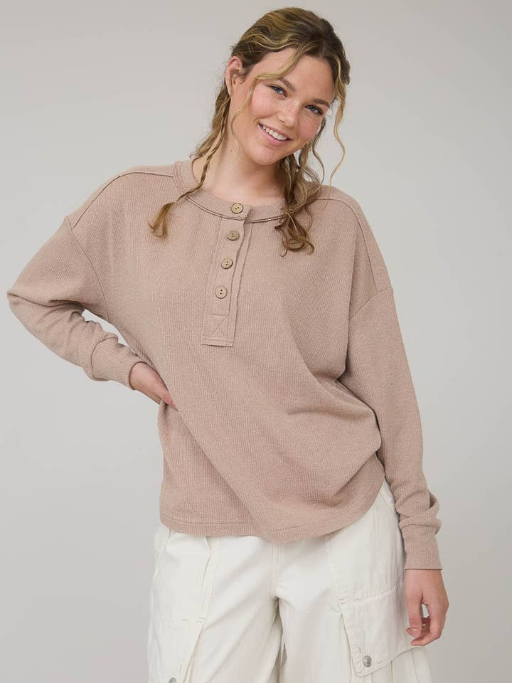 Blu Pepper - Wholesale Knit Top - Women's - RIBBED HENLEY LONG SLEEVE KNIT TOP13