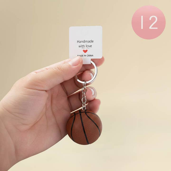 12PCS - Basketball Charm Drop Keychains for wholesale by Sensibling Corp.