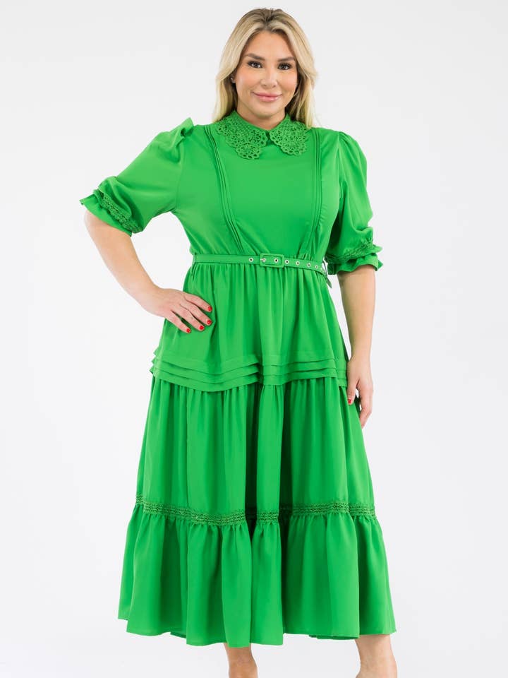 Plus Size Dam Solid Virkad Midiklänning för wholesale av Fashion Space