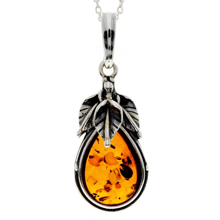Pendentif design classique en argent sterling 925 et ambre de la Baltique, 1940 pour la vente par SilverAmber Jewellery