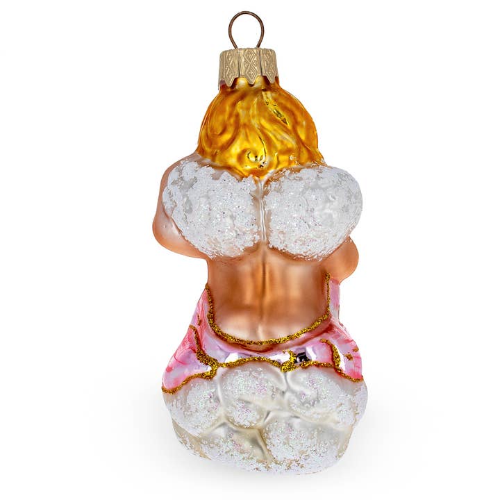 BestPysanky - Wholesale Ornament - Cherub Angel Musician Playing Golden Mandolin Glass Ornament2