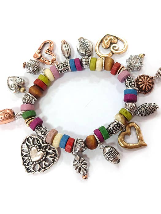 ( A422 ) BOHO STYLE STRETCH BRACELET - HEART for wholesale by Jewelry Max