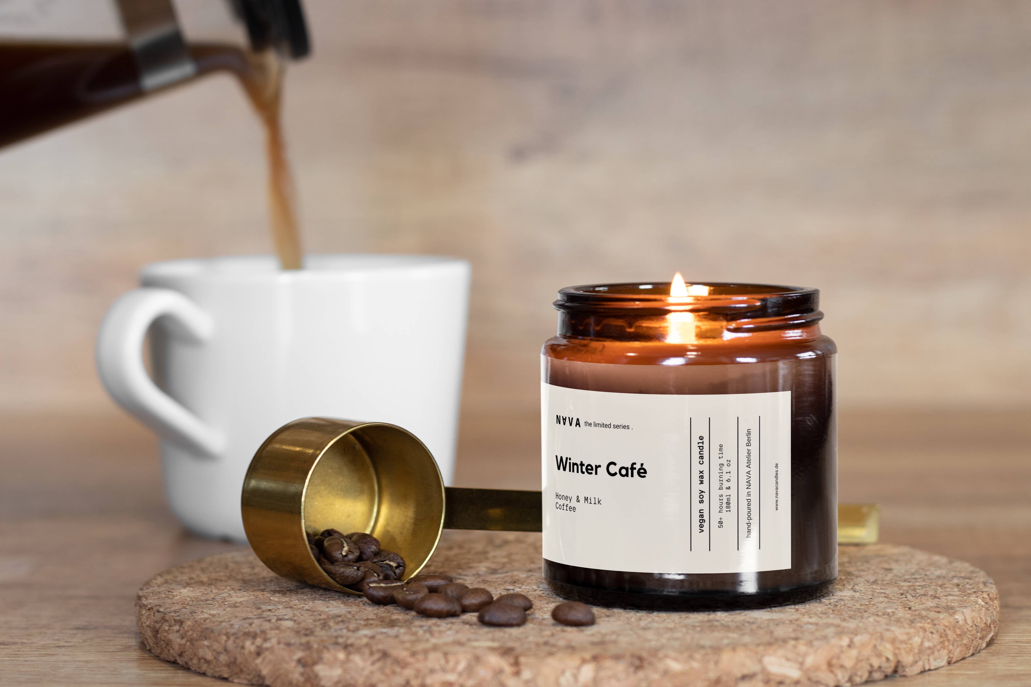NAVA - Wholesale Jar/Filled Candle - Organic Soy Candle Winter Café