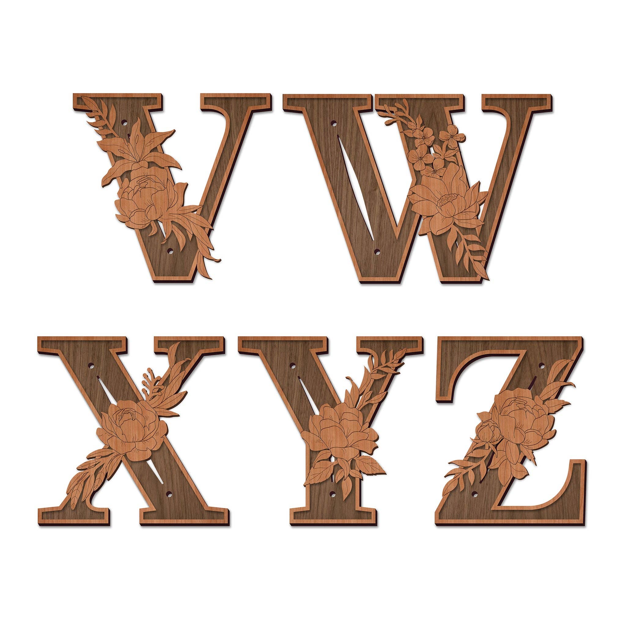 Inspired Indigo - Wholesale Wall Accent - Wood Letters and Numbers Wall Art - Floral Design11