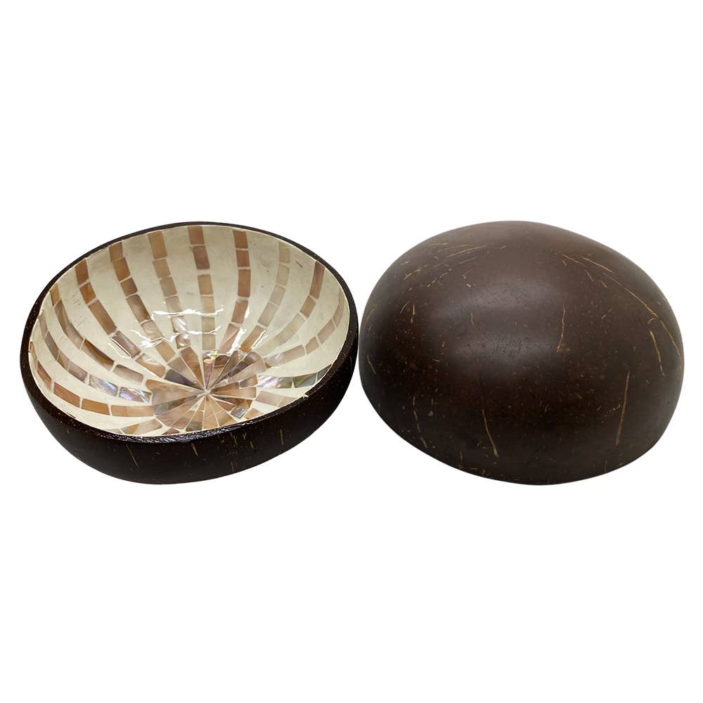 VIE - Wholesale Decorative Plate/Dish/Bowl - Hand-Painted Coconut Bowls, Lacquered, Set of 24