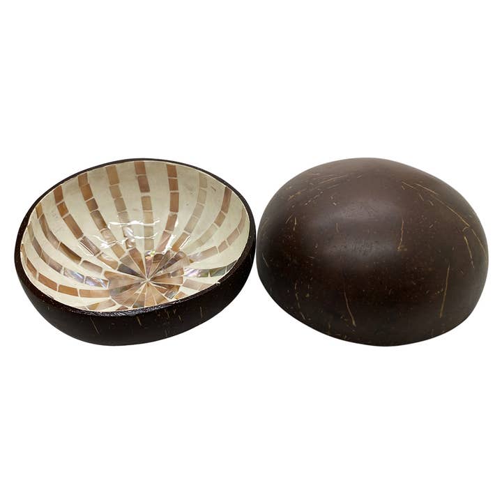 VIE - Wholesale Decorative Plate/Dish/Bowl - Hand-Painted Coconut Bowls, Lacquered, Set of 24