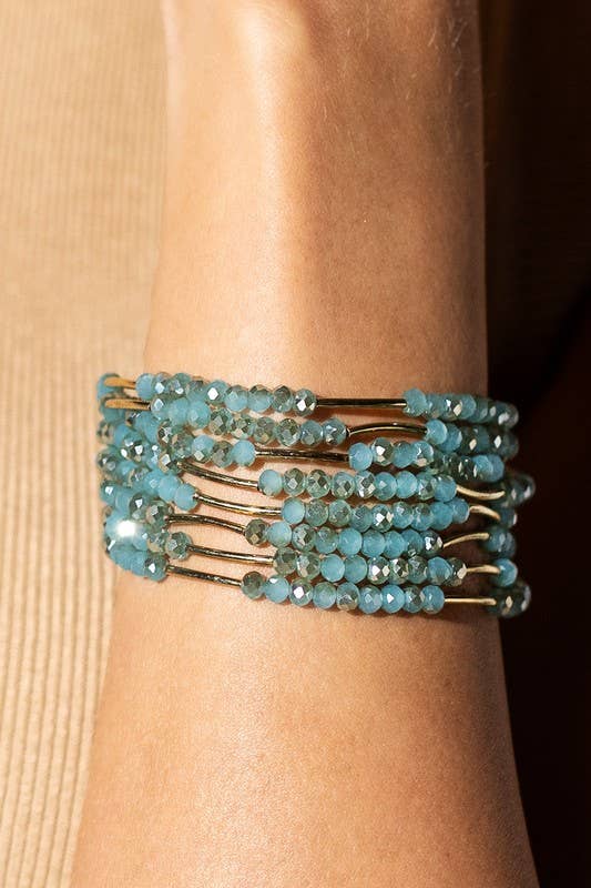 Urbanista - Wholesale Beaded Bracelet - 8 Layer Stackable Glass bead & Metal bracelet 2