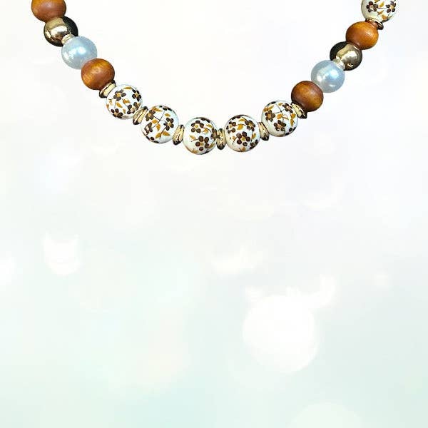 As Shown CERAMIC WOOD PEARL BEAD NECKLACE for wholesale on Faire2