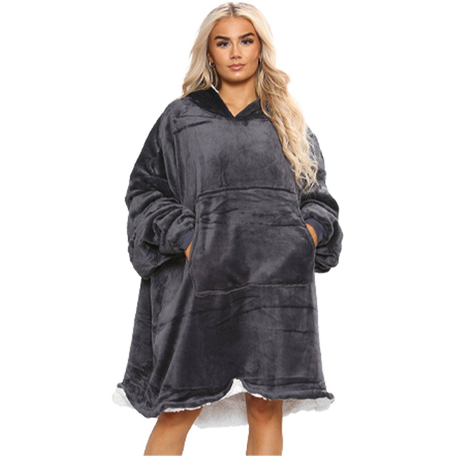 MANAV – wholesale Fleece – Women′s – Oversized Sherpa Fleece Hoodies - Plain4