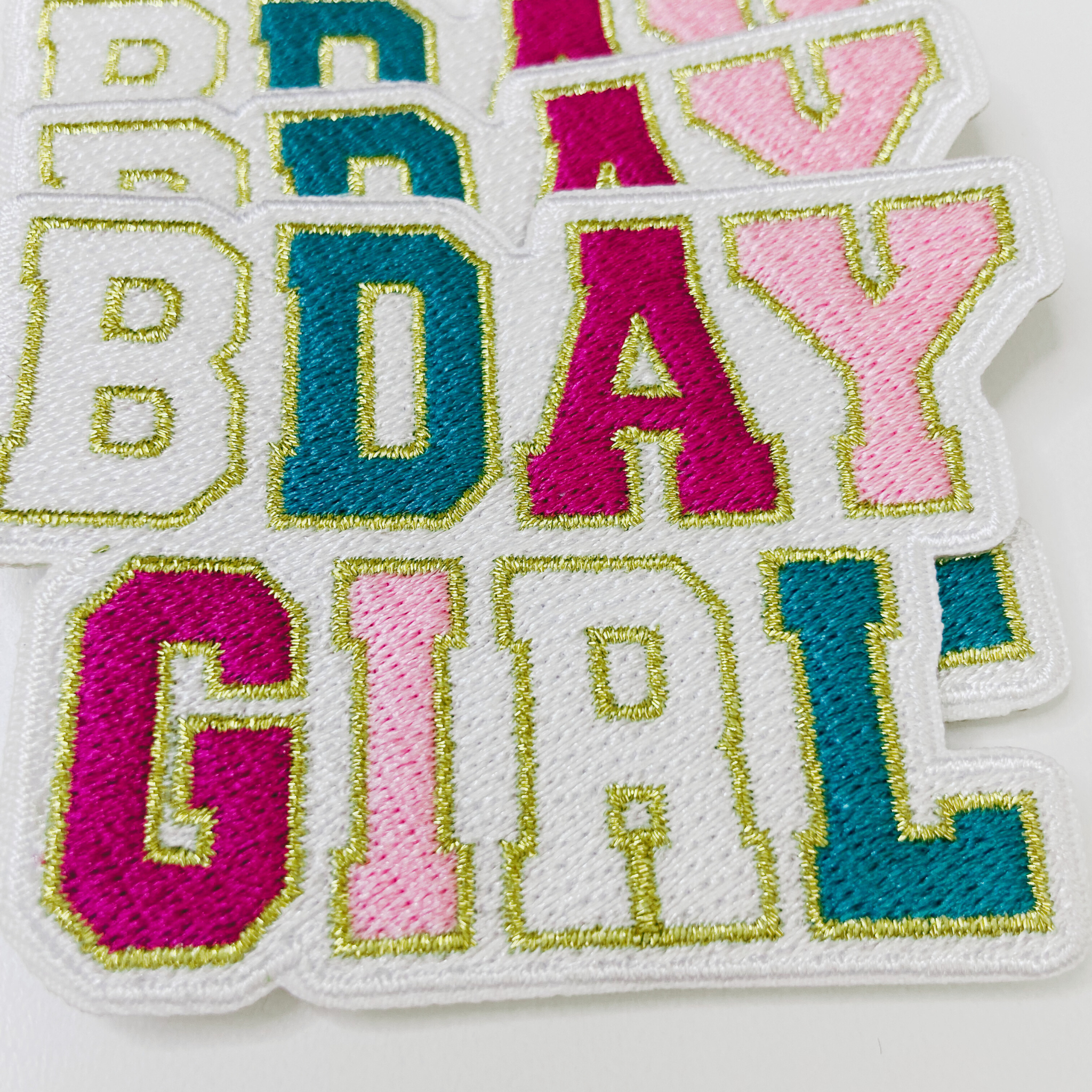TEELUX - Wholesale Patch - 3" BDAY Girl with Metallic detail-  Embroidered Hat Patch0