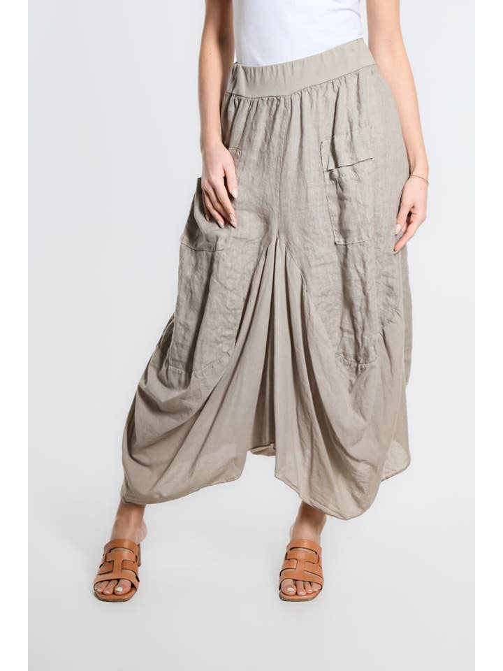 TINA Stephens Italy/Tees By Tina - Wholesale Skirt - Women's - Brenna Cotton/Linen Bunched Pocket Skirt (SL102W)17