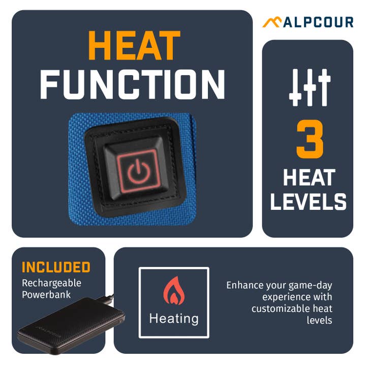 Alpcour - Wholesale Outdoor Chair - Alpcour Heated Stadium Cushion with Pockets