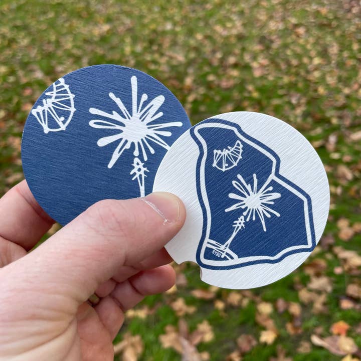 South Carolina Palmetto State Ceramic Car Coaster Set 2-Pack for wholesale by Rybo Shop