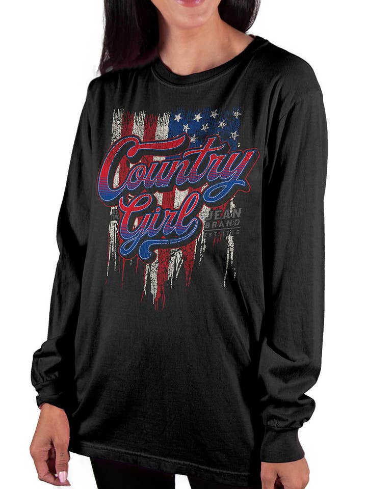 Country Girl® Comfort Colors Long Sleeve Tee CG Flag Logo for wholesale by Country Girl Store