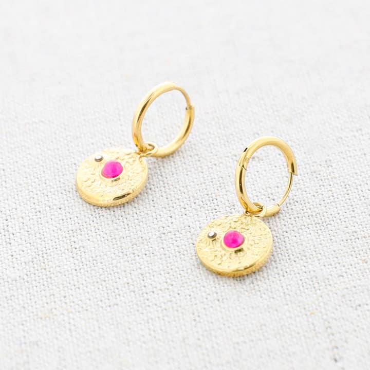 La Cuerda De Sol - Wholesale Dangle Earrings - Stone Medal Pendant Steel Earrings