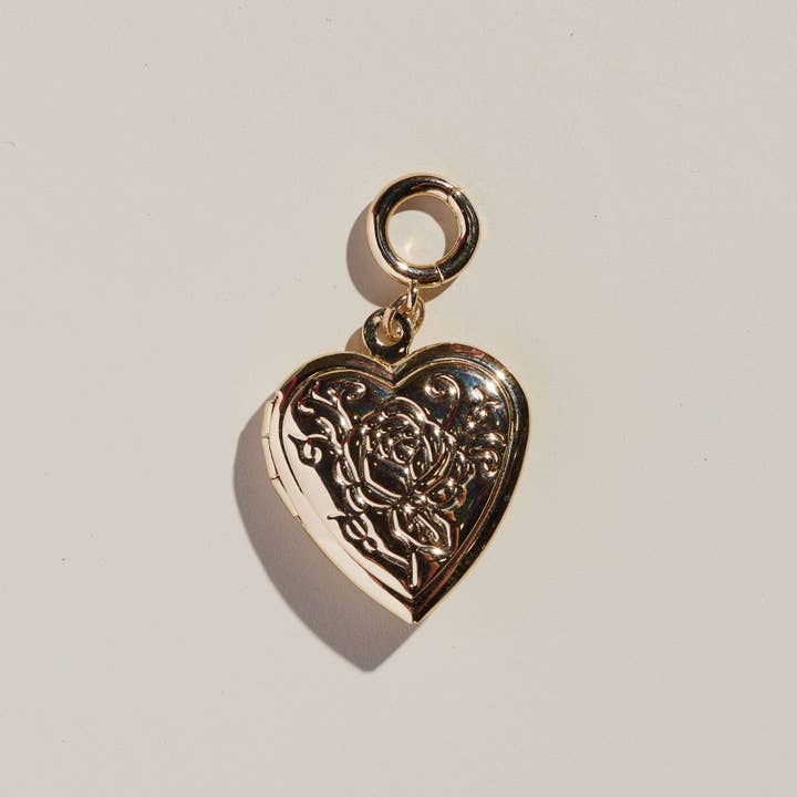 Gold Medium Heart Locket for wholesale by Nickel and Suede