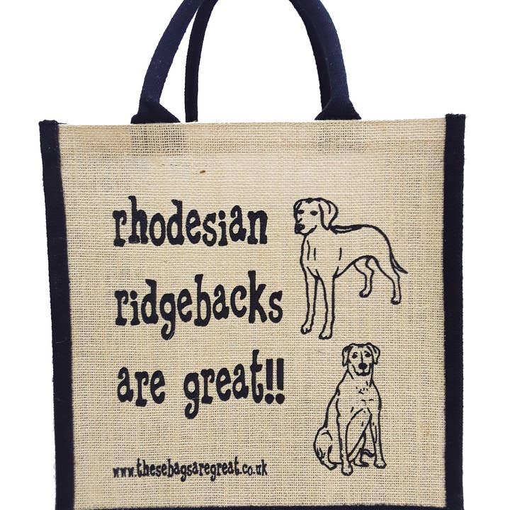 Rhodesian Ridgebacks are Great Bag - Sac à provisions en jute pour la vente par These Bags are Great