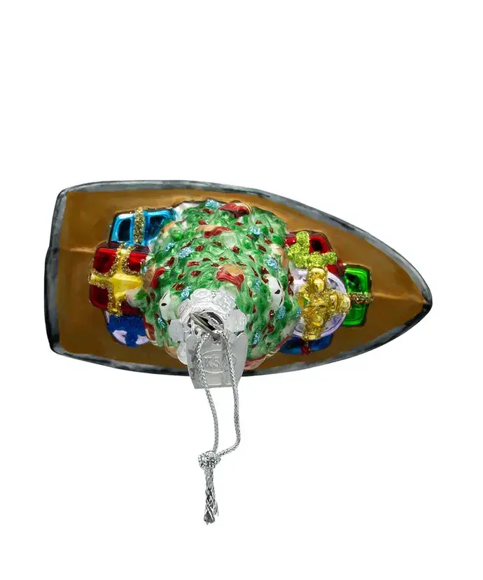 Kurt S. Adler, Inc. - Wholesale Ornament - 4"NOBLE GEMS BOAT W/TREE GLASS ORNAMENT5