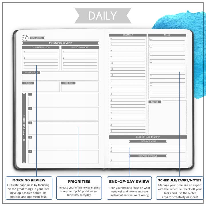 Panda Planner - Wholesale Planner - 3 Month Panda Classic - Daily Planning in 3 Sections