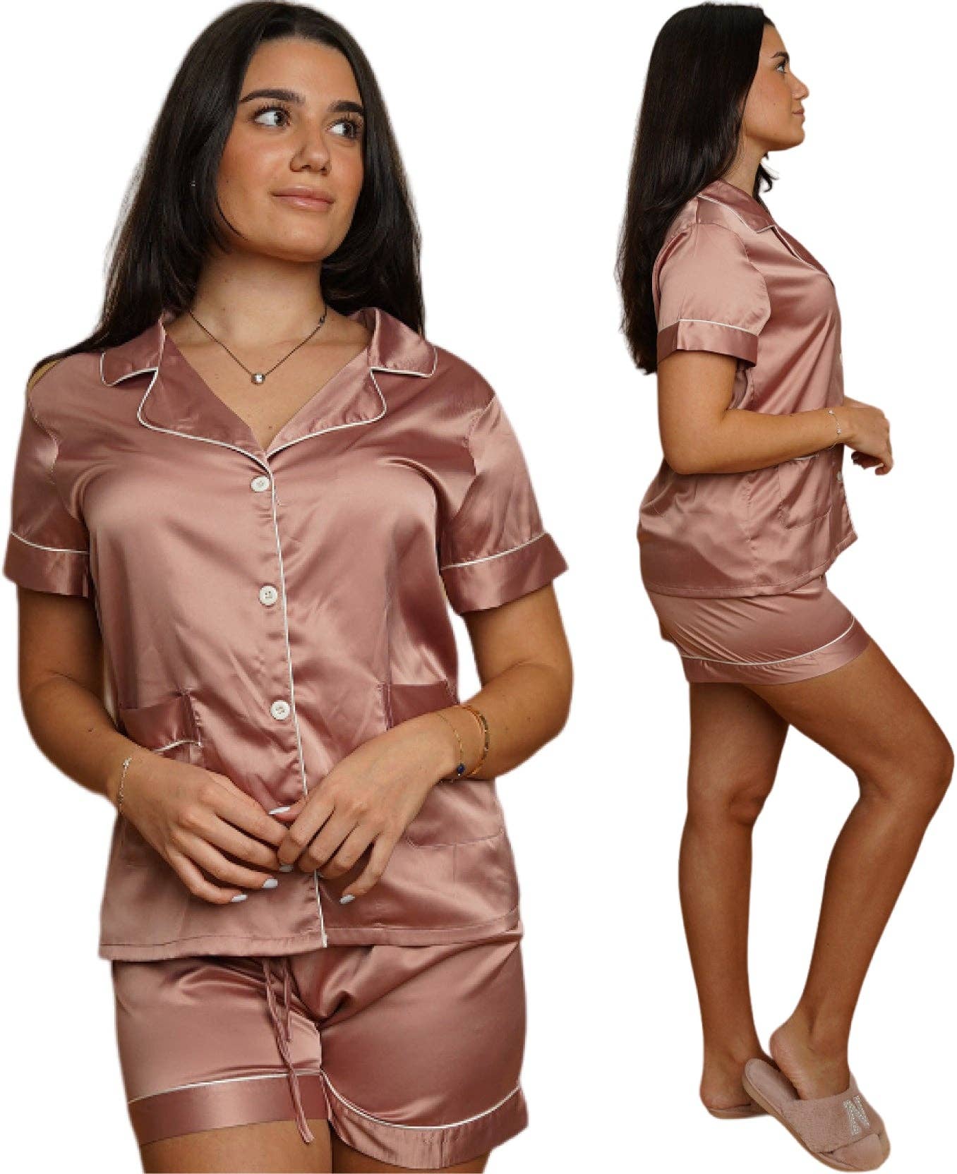 Taniri - Wholesale Sleepwear Set - Women's - ASHLEY SHORT MATTE SATIN PAJAMAS19