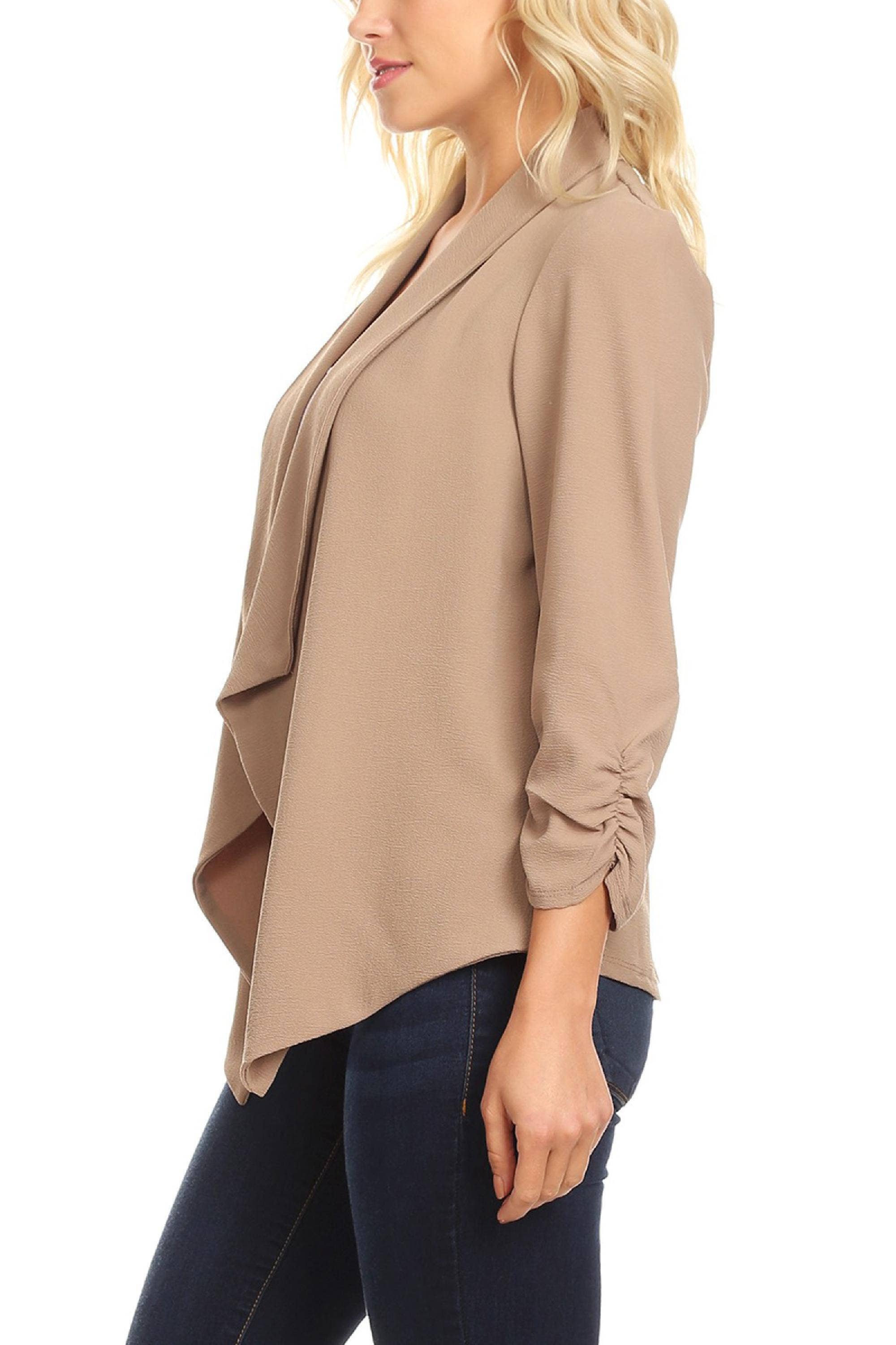 MOA COLLECTION - Wholesale Blazer - Women's - Women's Woven Casual Relaxed Fit Open Front Blazer Jacket41