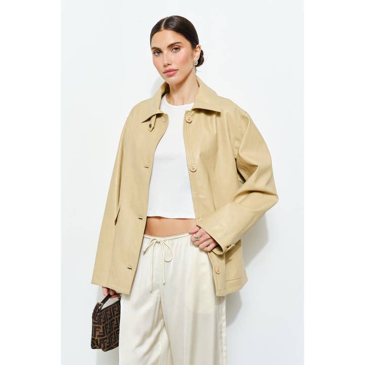 Georgine Relaxed Faux Leather Jacket for wholesale by Loucia