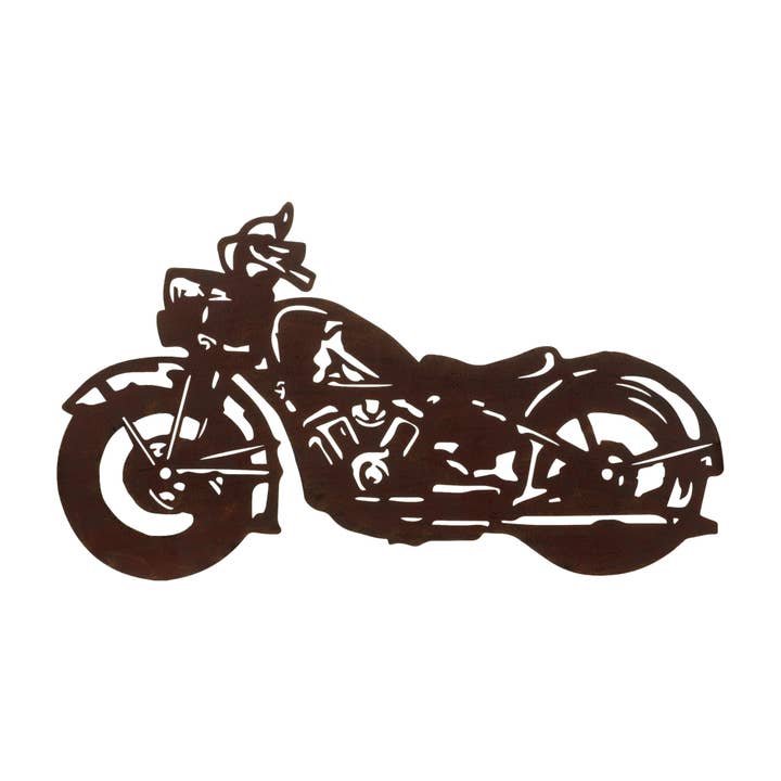 Christmas Tradition - Wholesale Wall Accent - 30x17" Rust Motorcycle Wall Art