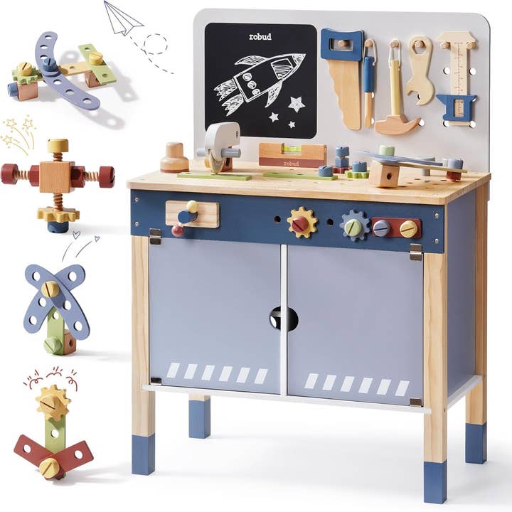 Robud Barn Leksak Trä Arbetsbänk Verkstad Med Verktygsset för wholesale av Robud Official Store