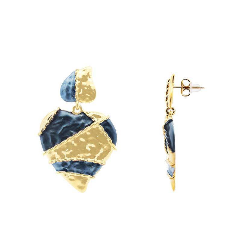 AMORINO SRL - Wholesale Dangle Earrings - ENAMELLED HEART DROP EARRINGS - YNK24100B7060