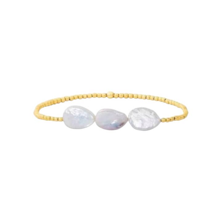 Sea Bones - Wholesale Beaded Bracelet - Triple Pearl Shimmer Bracelet