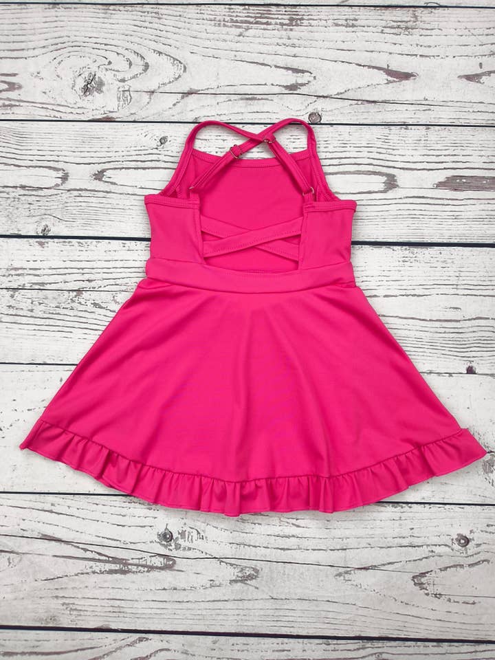 sassy kids palace - Wholesale Athletic Dress - Kids - Hot Pink Girls Athletic Dress with Ruffle1