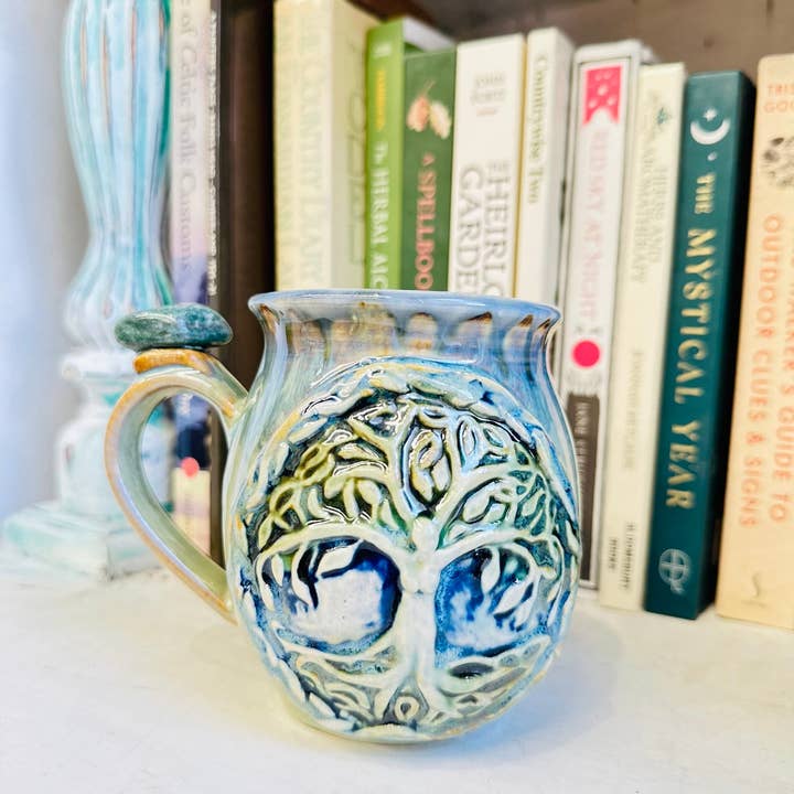 Carys Martin Ceramics - Wholesale Coffee Mug - Tree Of Life Tigers Eye Crystal Mug