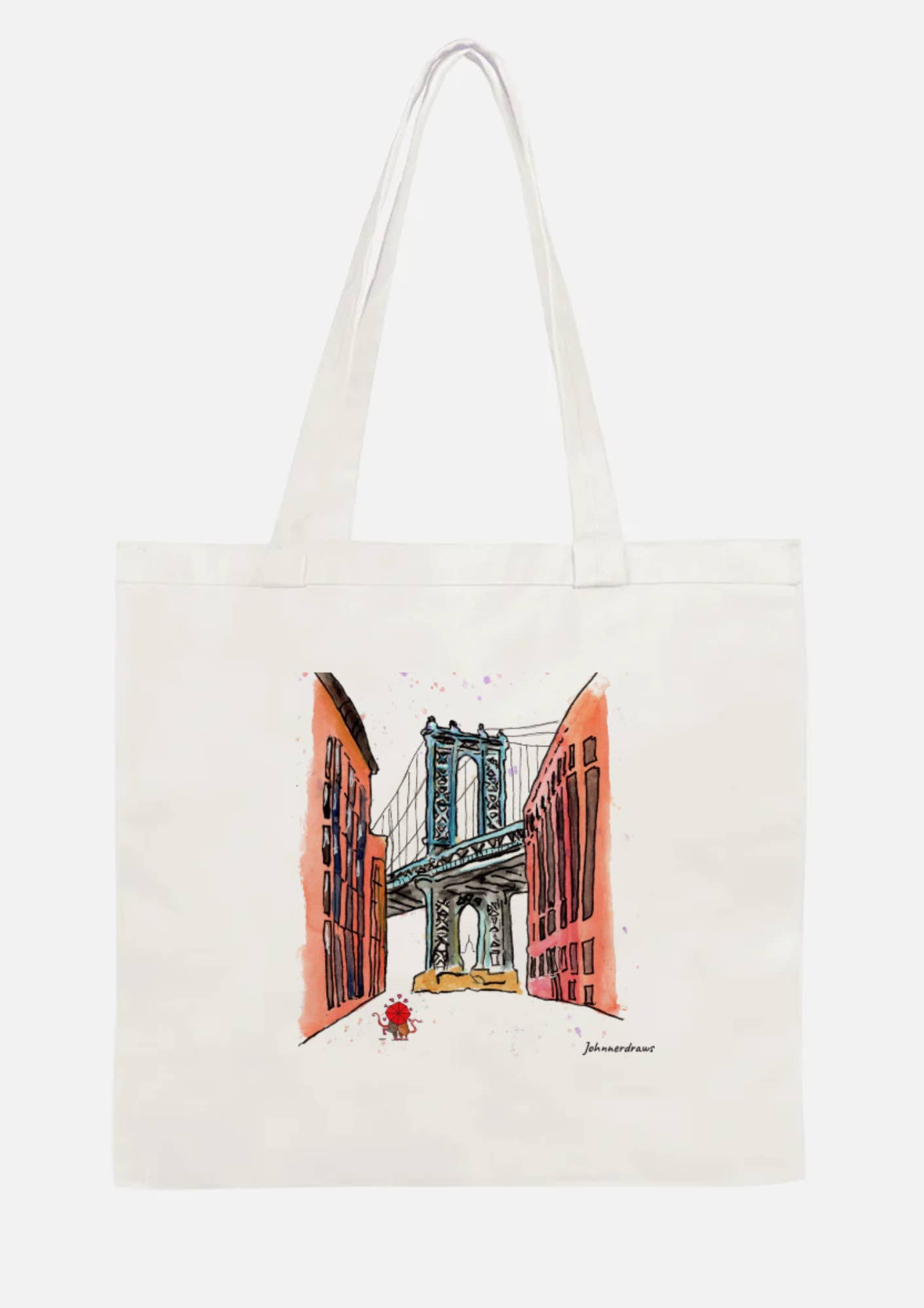 Johnnerdraws - Wholesale Tote Bag - Unisex - DUMBO ROMANCE-TOTEBAG 100% COTTON CANVAS-HANDMADE