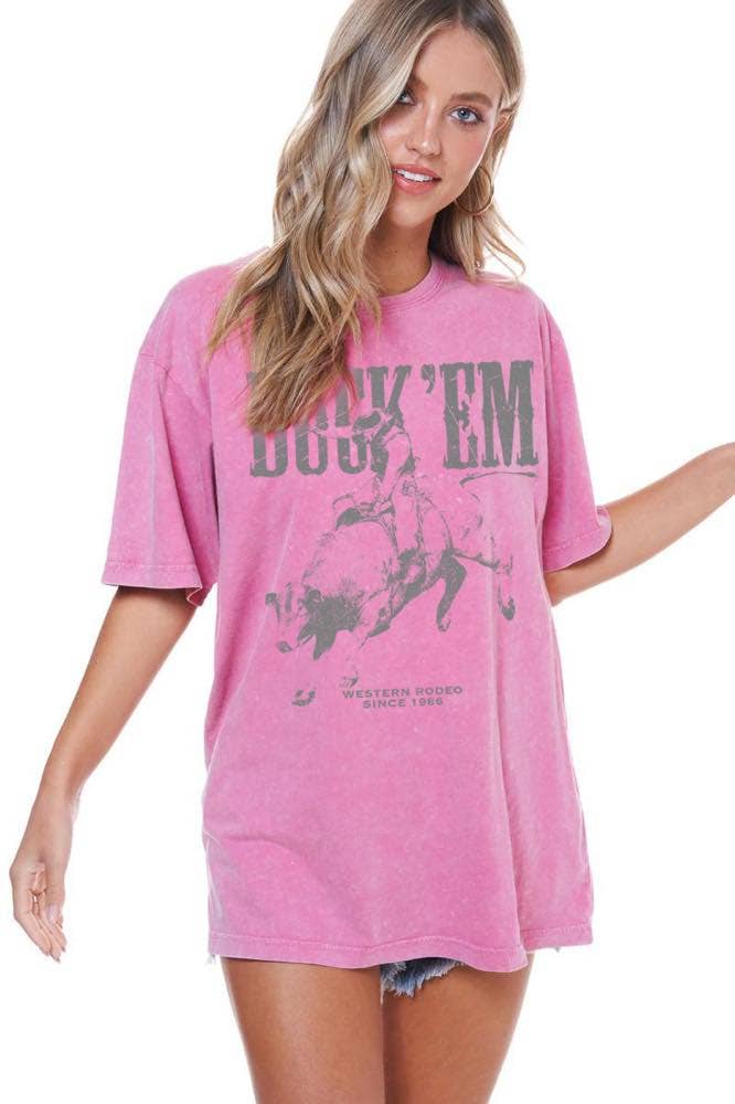 Zutter - Wholesale Screen Printed T-Shirt - Women's - Buck 'Em Graphic S/S Washed Boyfriend Fit Tee6