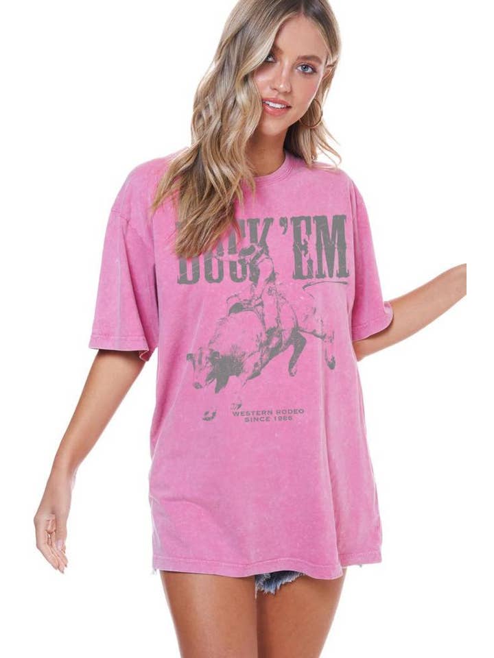 Zutter - Wholesale Screen Printed T-Shirt - Women's - Buck 'Em Graphic S/S Washed Boyfriend Fit Tee6