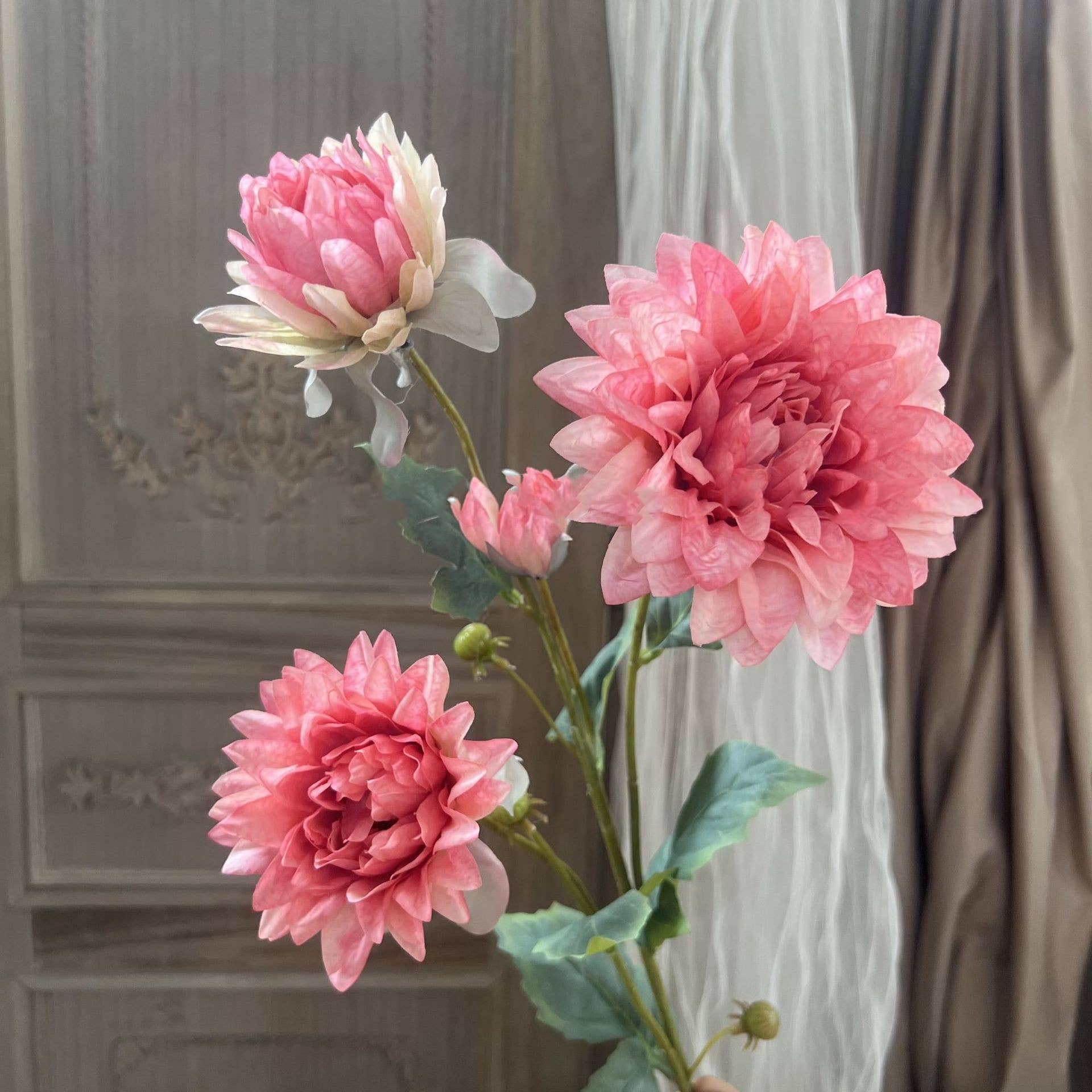 Sweet Home Deco – wholesale Artificial flowers – 28''T Faux Silk Dahlia Flower Spray, Spring/Summer Dahlias 7