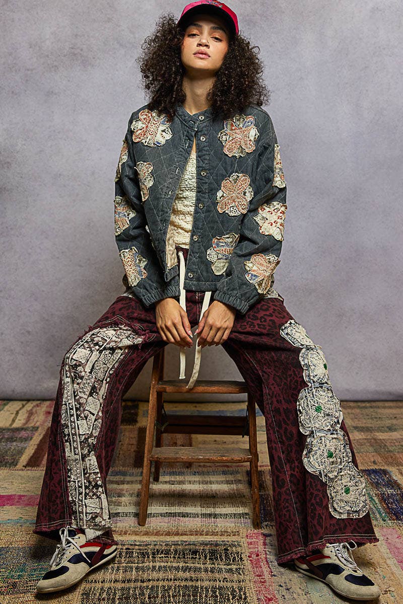 Pol Clothing - Wholesale Jacket - Women's - Mock neck balloon sleeve oversized fit quilted Jacket26