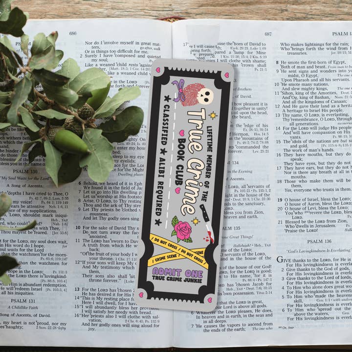 True-Crime-Buchclub beidseitiges Karton-Lesezeichen für den Großhandel von Awfullynerdy.co