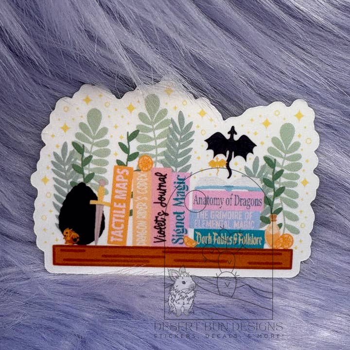 Fourth Wing book shelf, kindle sticker, bookish sticker for wholesale by Desert Bun Designs
