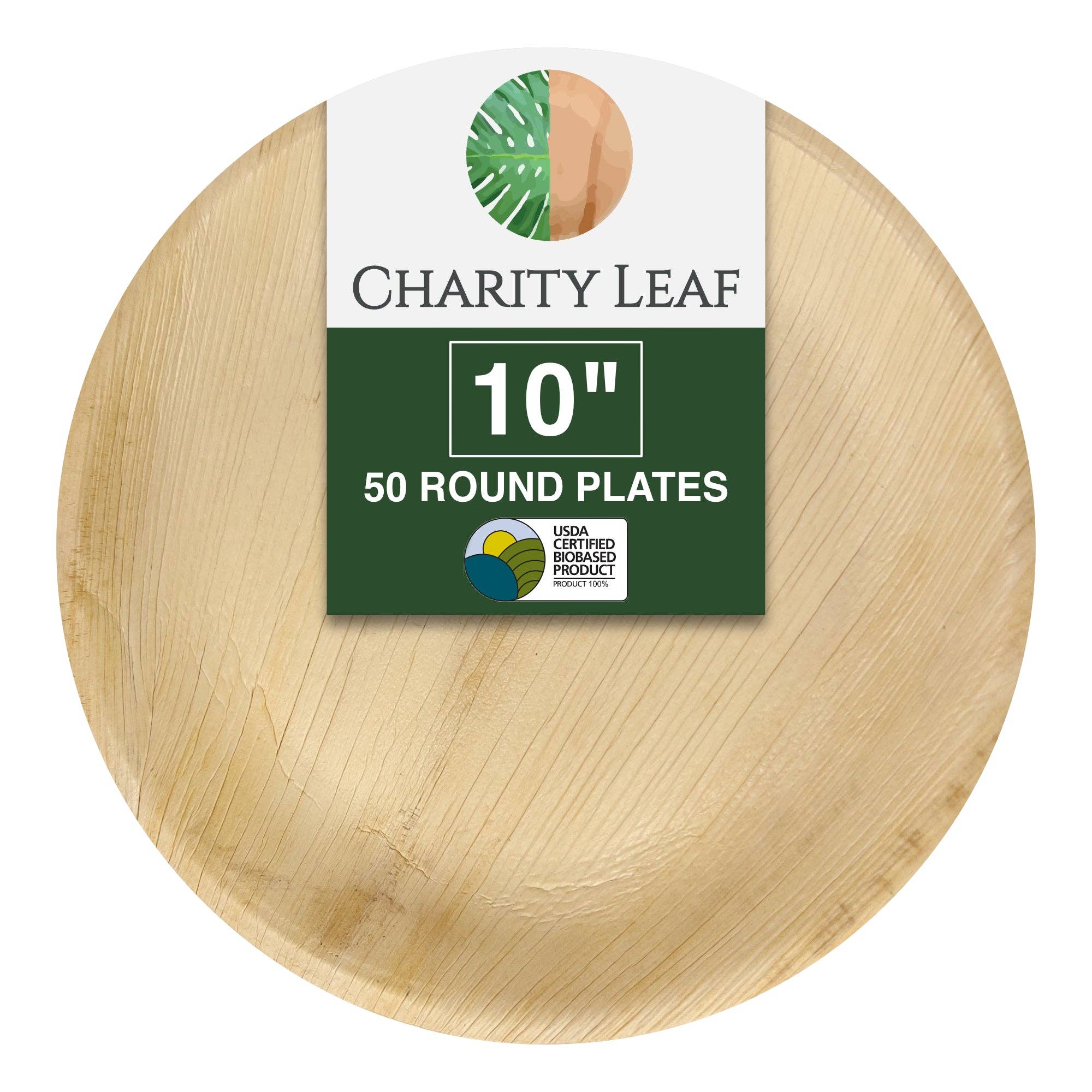 Dtocs Palm Leaf Plates 10 Square Dinner Plate Set - Pack 50 - Brown