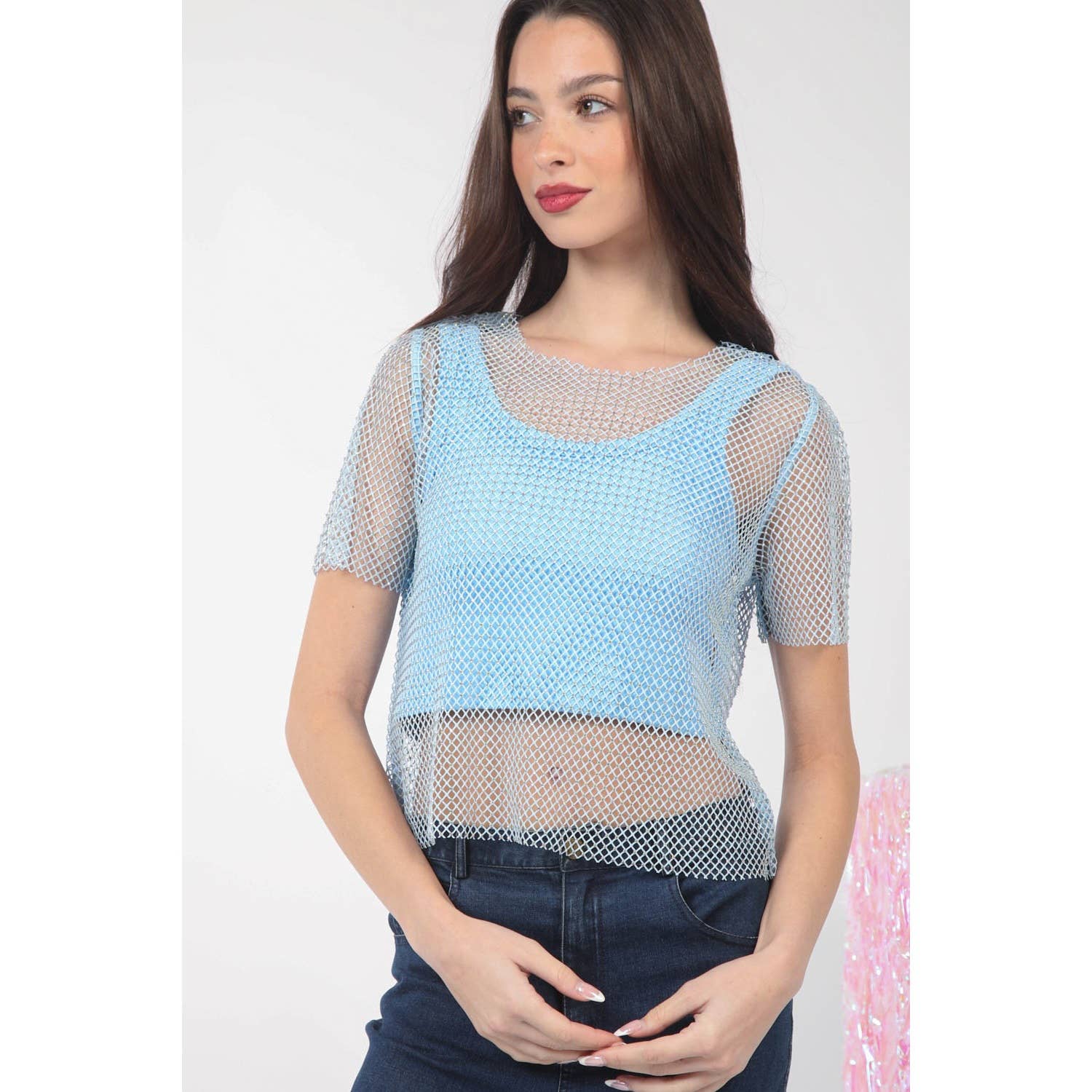 Apolline - Vendita all'ingrosso Top in maglia - Donna - Top in maglia a rete Jewel Fishnet all'uncinetto4
