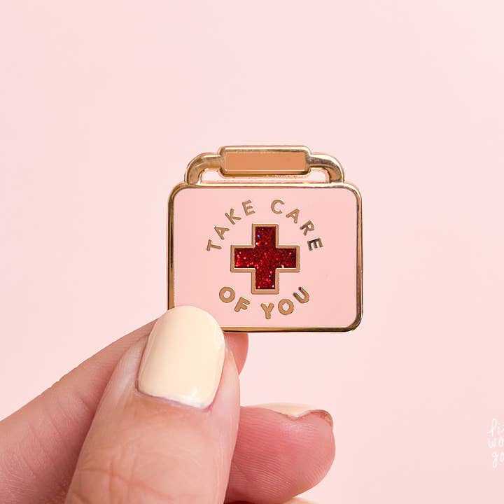 Little Woman Goods - Wholesale Lapel Pin/Button - Take Care Of You Enamel Pin- Self Care Self Love Healthcare0