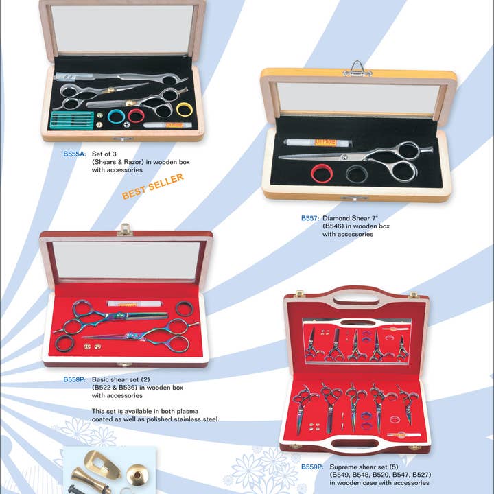 MAYA Cosmetics - Wholesale Hair Scissors - Hair Styling Set of 5 Shears with Accessories