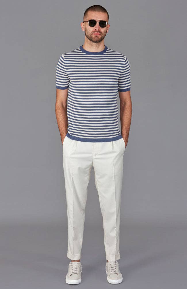 Paul James Knitwear – wholesale T-shirt – men's – Mens Ultra Fine Cotton Knitted Breton T-Shirt6