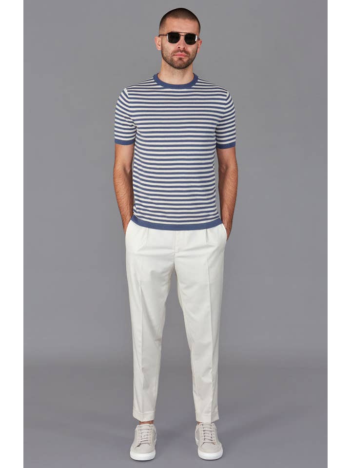 Paul James Knitwear – wholesale T-shirt – men's – Mens Ultra Fine Cotton Knitted Breton T-Shirt6