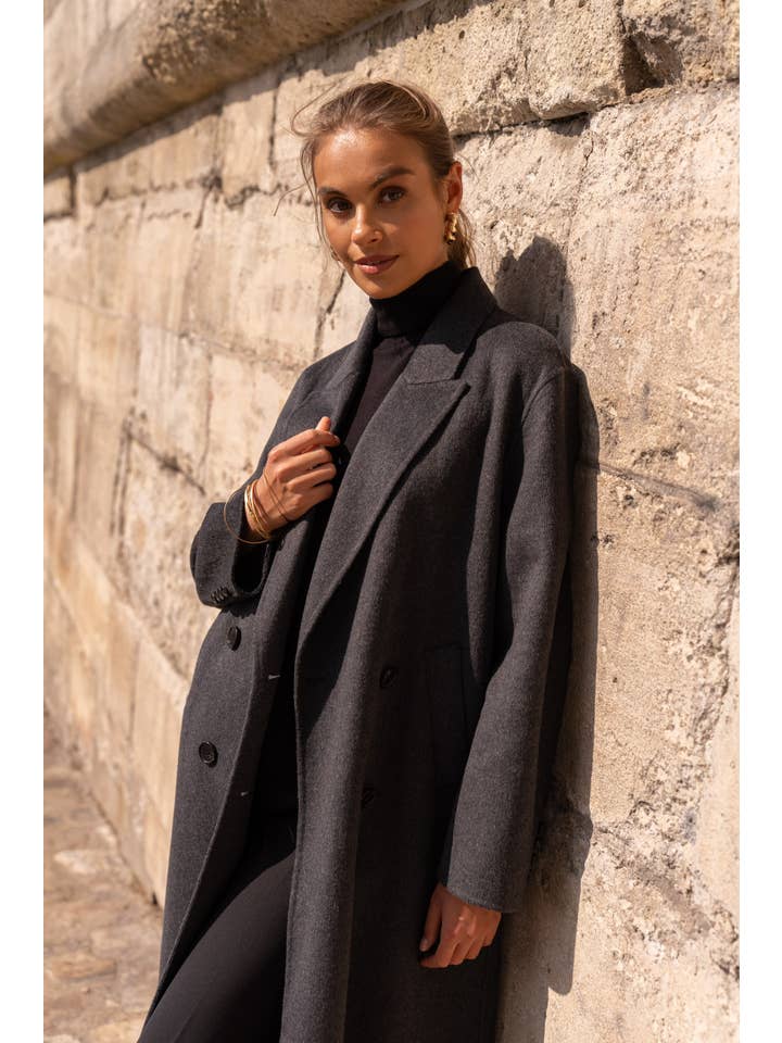 Attentif Paris - Wholesale Coat - Women's - Extra-long oversized hand-sewn wool blend coat15